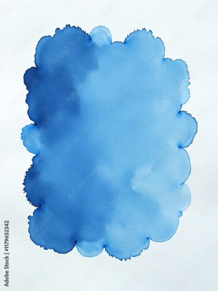 Aufkleber A Generative Ai Creates A Blue Watercolor Splash On A White Paper With A Rounded Pattern Frame And Textured Background. 00002