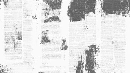  Newspaper with old grunge vintage unreadable paper texture background. Vector white and black newspaper paper grunge vintage old aged texture with fragments of newspaper text Transparent background.
