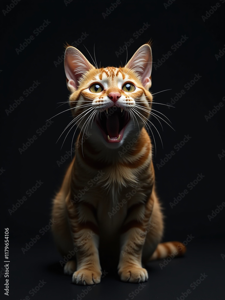 Poster A Frightened Cat Is Positioned Against A Dark Background Creating A Striking Image With Simple Yet Effective Visual Elements. 00001