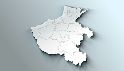 Obraz premium Minimalist 3D Map of Henan 2 China Province with District Borders