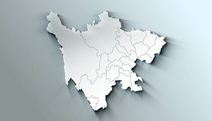 Obraz premium Minimalist 3D Map of Henan China Province with District Borders