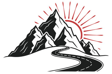 A bold, jagged mountain with sharp peaks sits in the background G.eps