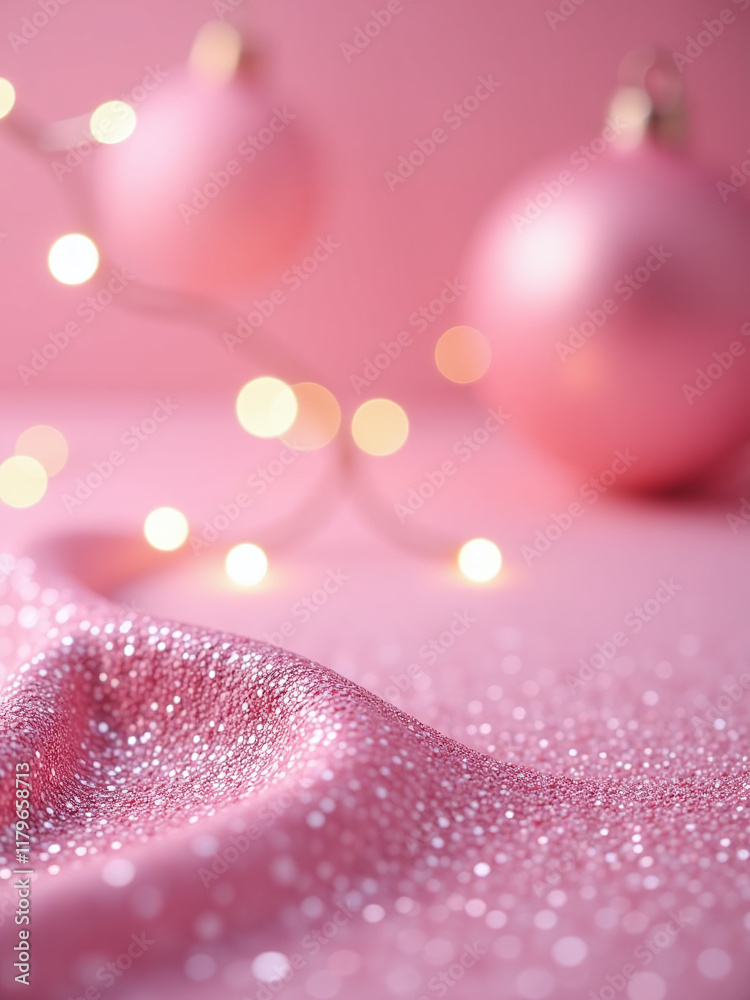 Poster a festive holiday background banner features soft pink glitter with defocused abstract patterns amid