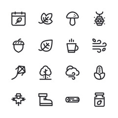 A set of icons for the season of fall