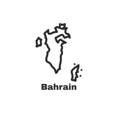 A map of Bahrain is drawn in black and white