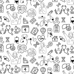 world cancer awareness day doodle seamless pattern