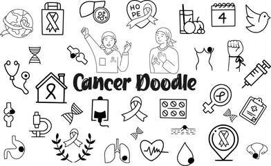 world cancer awareness day doodle element