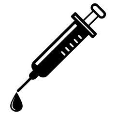 Syringe with liquid droplet vector