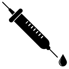 Syringe with liquid droplet vector