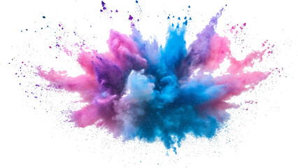 Bright rainbow holi powder explosion with a dynamic mix of colors. Colorful rainbow holi paint color powder explosion isolated white wide panorama background.