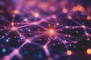 Fototapeta premium A beautiful Abstract digital technology background with colorful network connection lines.