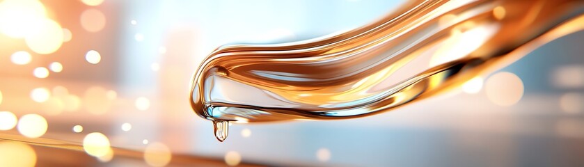 Synthetic braided wig in rich caramel tones, floating in a surreal environment with soft, glowing particles
