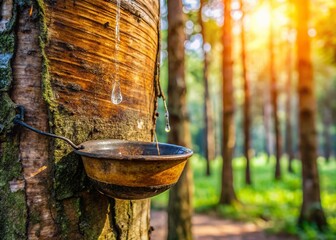 High-Resolution Close-up of Latex Tree Sap Flowing, Deep Depth of Field