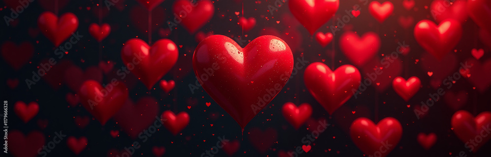Aufkleber A Dramatic Background Of Intertwined Red And Black Hearts Creates A Striking Visual Effect And Evokes Strong Emotions Instantly Everywhere. 00002