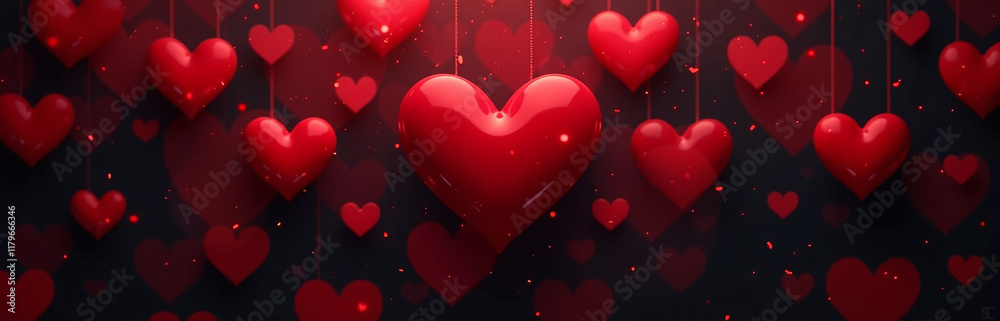 Aufkleber a dramatic background of intertwined red and black hearts creates a striking visual effect and evoke