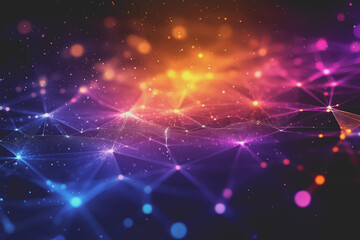 Fototapeta premium A beautiful Abstract digital technology background with colorful network connection lines.