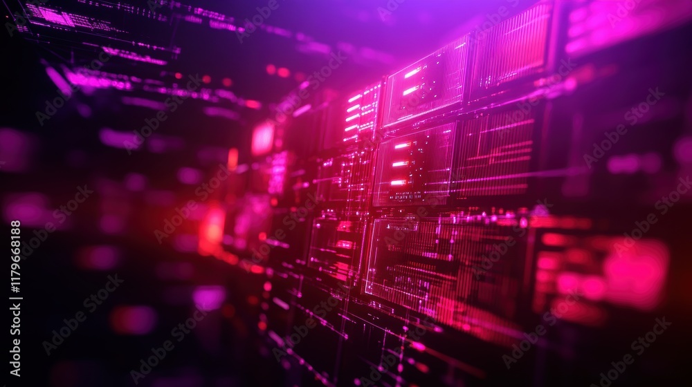 Poster dynamic abstract technology background featuring glowing lines and dots creating a futuristic and in