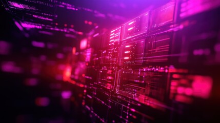 Obraz premium Dynamic Abstract Technology Background Featuring Glowing Lines and Dots Creating a Futuristic and Innovative Atmosphere