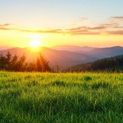 Sunset Serenity Over Rolling Hills Landscape Peaceful Viewpoint