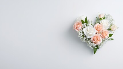 A heart made of flowers is on a white background