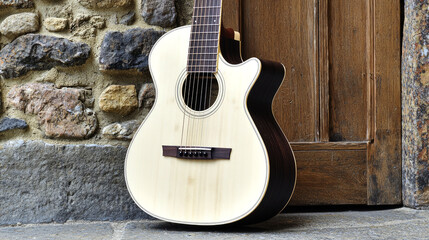 Fototapeta premium Acoustic Guitar Music Instrument, Wooden String, Musical Art