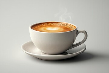 Naklejka premium professional studio photography of classic white coffee cup with fresh steaming hot coffee isolated on pure white background for commercial use