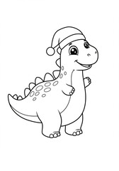 Fototapeta premium Winter a4 colouring page, Cartoon winter style Dinosaur. You can print it on standard A4 paper