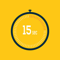 15 second timer clock. 15 sec stopwatch icon countdown time digital stop chronometer.