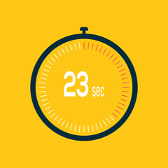 23 second timer clock. 23 sec stopwatch icon countdown time digital stop chronometer.