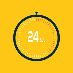 24 second timer clock. 24 sec stopwatch icon countdown time digital stop chronometer.