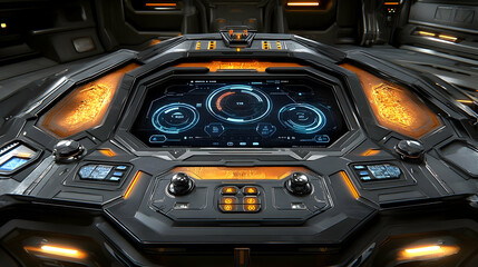 Futuristic Spaceship Control Panel 3D Illustration