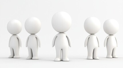 Group of Blank Stylized Characters on White Background