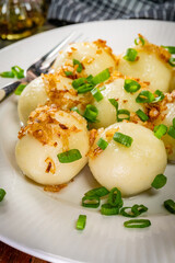 Potato dumplings with meat.