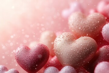 Fototapeta premium romantic valentines day background with elegant floating heart patterns in soft pink and rose gold gradient colors