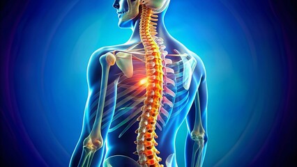 Human Spine Anatomy: Vertebrae, Discs & Spinal Cord Detail Stock Photo