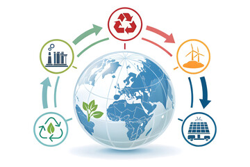 Global Sustainability Concept with Eco-Friendly Symbols and Icons