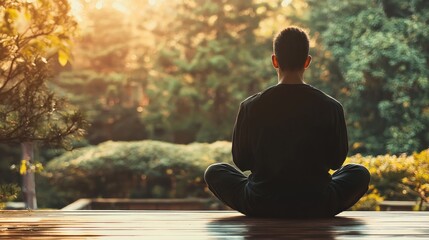Fototapeta premium Tranquil Sunrise Meditation: Finding Inner Peace in Nature's Embrace