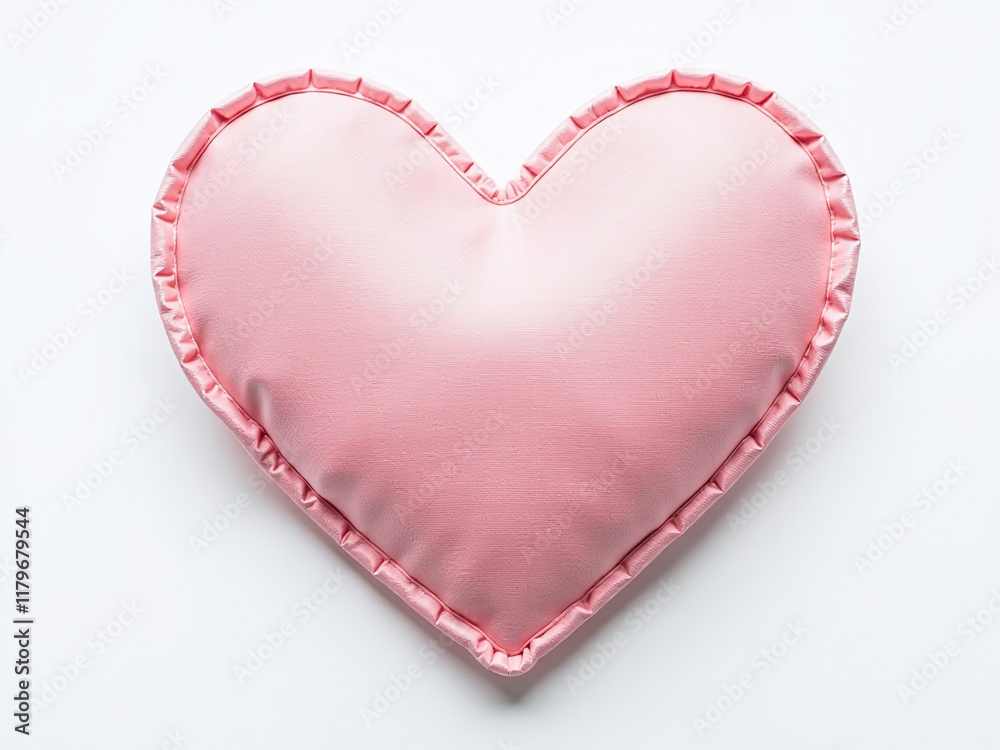 Poster a delicate pink heart made from fabric patches is isolated against a clean white background for a so