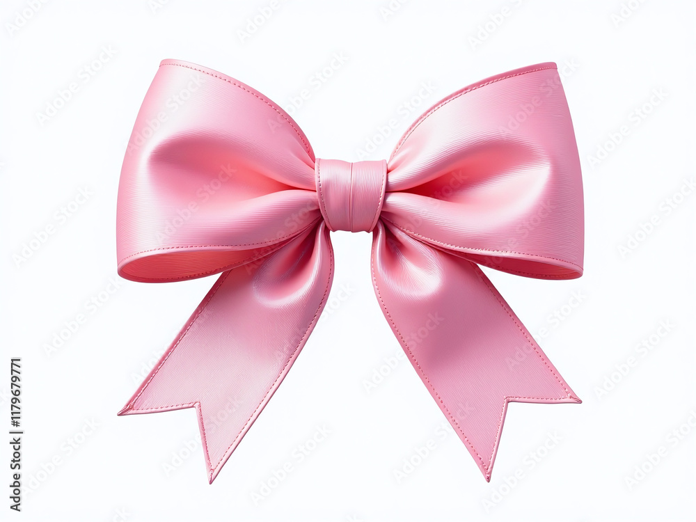 Poster a delicate pink bow featuring a heart graphic isolated against a clean white background also availab