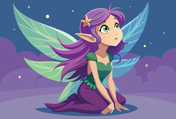 fairy-with-purple-hair-sitting-and-looking at up A.eps