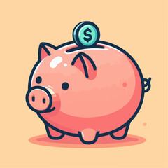 piggy bank and coins