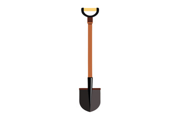 garden shovel with a black metal head and wooden handle minimalists H.eps