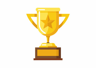 Golden Trophy Cup with Star Emblem – Award Symbol for Achievement and Success