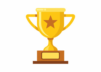 Golden Trophy Cup with Star Emblem – Award Symbol for Achievement and Success