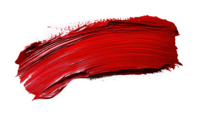Vibrant red brushstroke in high fidelity artistic abstract studio environment view color concept isolated on transparent background png