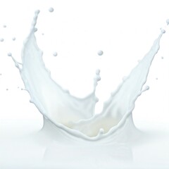 smooth milk splash with soft arcs and droplets on a white background. Free text space makes it ideal for dairy branding, baby food ads, or culinary projects.