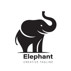Minimalist Elephant Logo Vector Design on White Background