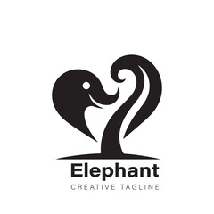 Minimalist Elephant Logo Vector Design on White Background