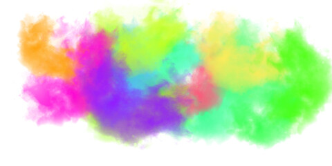 Abstract multicolored smoke spreading, background for advertising or design, wallpaper for gadget. Neon lighted smoke texture, blowing clouds on transparent background