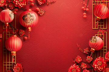 Beautiful holiday composition for happy celebrate chinese festival of lanterns, abstract vivid composition consists of fictional unreal fantastic vision on background